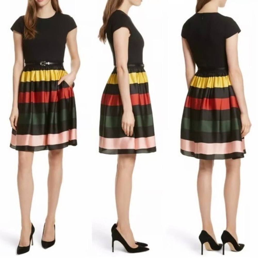 Ted Baker Aneli Cruise Stripe Fit and Flare Dress sz 4 new modern designer